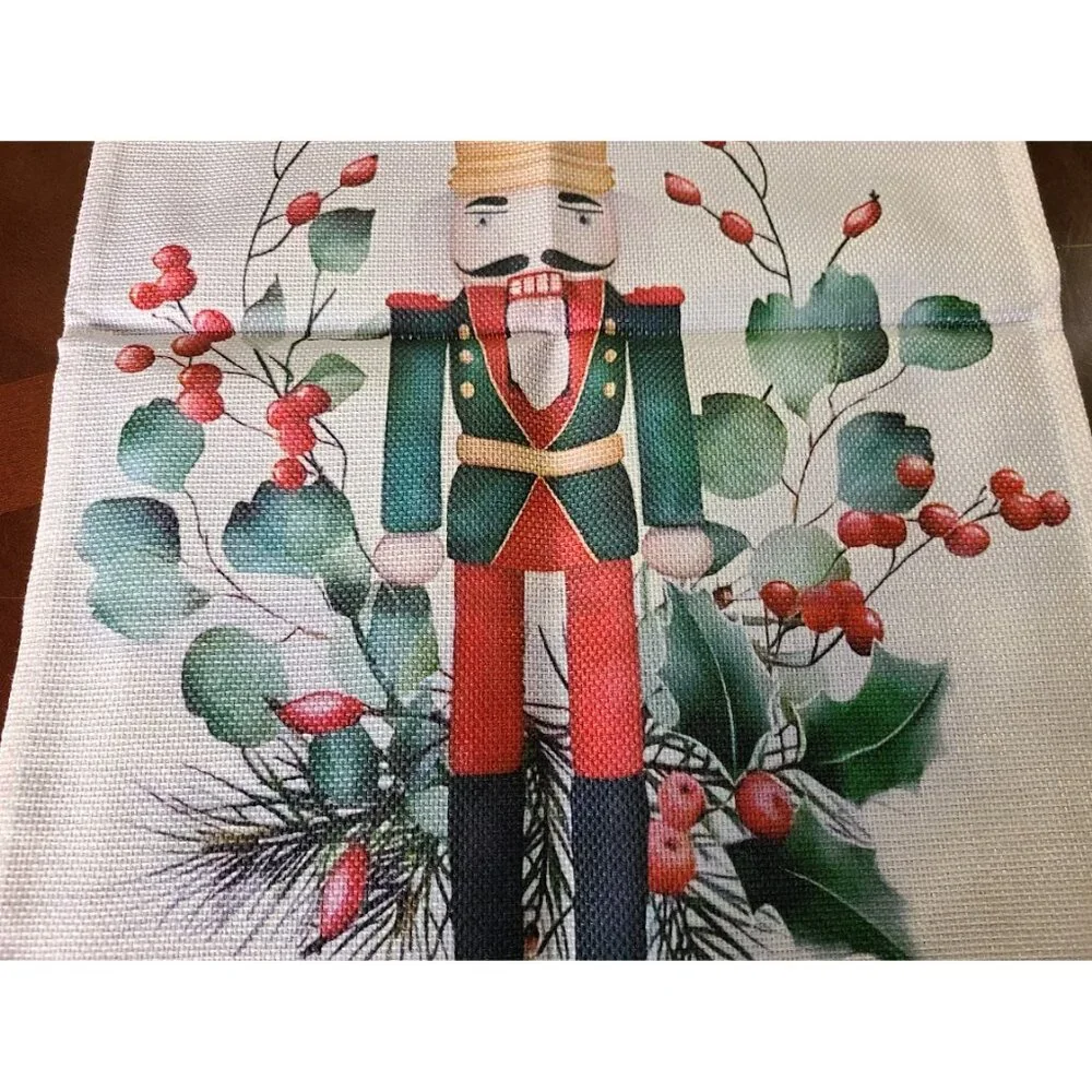 Christmas Table Runner Holiday Nutcracker Decor Cottage Xmas Decoration Cloth